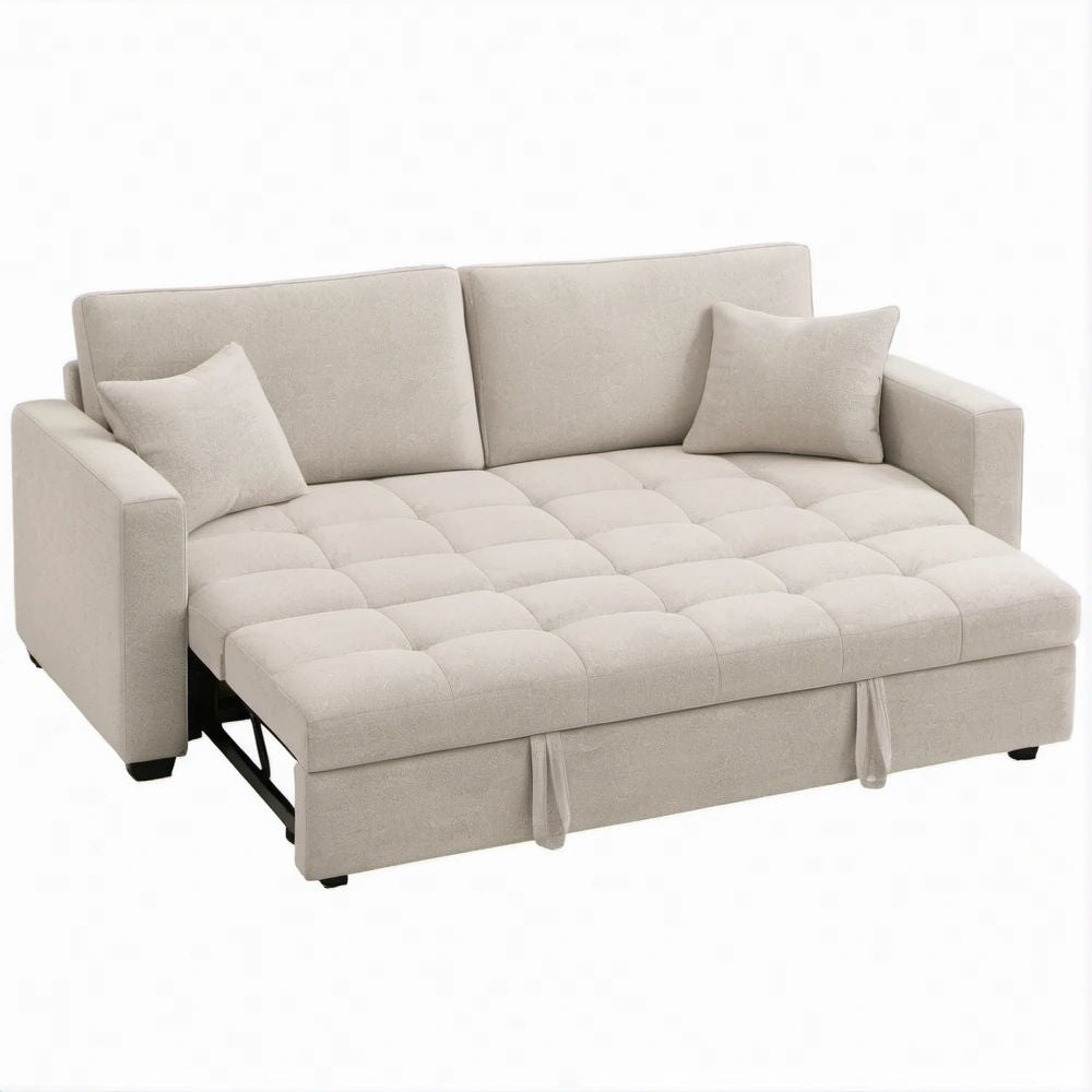 Ausziehbares 2-Sitzer-Schlafsofa in Beige, 168 × 83 × 83 cm, Liegefläche 140 × 190 cm