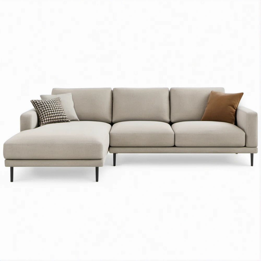 3-Sitzer Ecksofa mit linker Recamiere, Beige/Schwarz, 260 x 160 x 85 cm