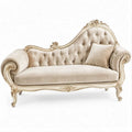 Klassische geschwungene Chaiselongue in Beige, Creme und Gold, 180 x 80 x 110 cm
