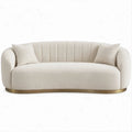 Geschwungenes 2-Sitzer-Sofa aus Bouclé-Polyester in Creme/Gold, 180 x 88 x 74 cm