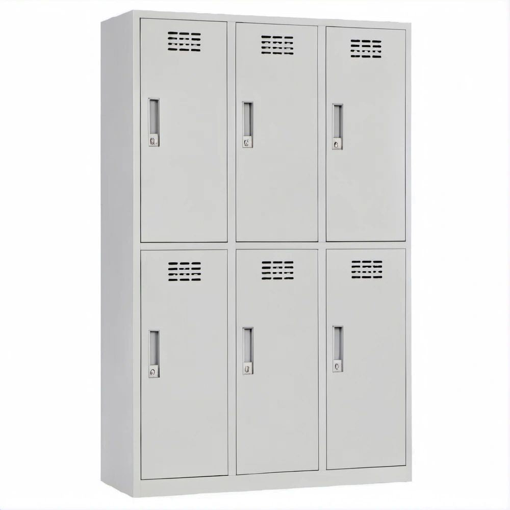 Stahlschrank mit 6 abschliessbaren Fächern, Grau, 90 x 45 x 180 cm