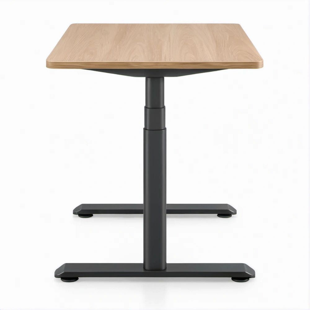 Elektrisch höhenverstellbarer Schreibtisch 120 x 60 cm, Eiche hell/Schwarz