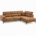 Ecksofa in L-Form mit Recamiere rechts, Cognac, 280 x 170 x 88 cm