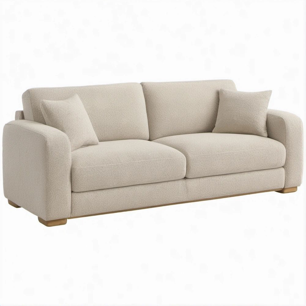 2-Sitzer-Sofa in Beige mit Bouclé-Polyesterbezug, 190 x 90 x 85 cm