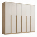 Kleiderschrank mit 6 Drehtüren in Weiss und Eiche Natur, 270 x 60 x 220 cm