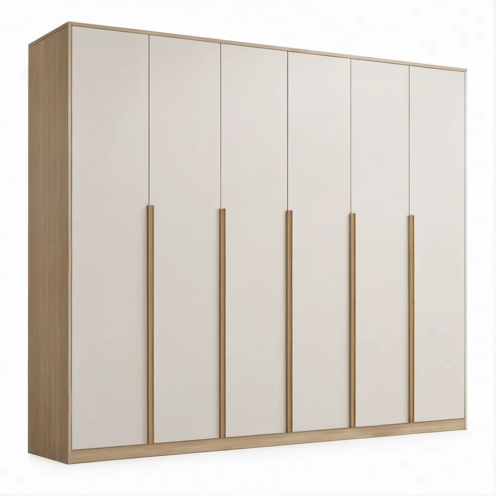 Kleiderschrank mit 6 Drehtüren in Weiss und Eiche Natur, 270 x 60 x 220 cm