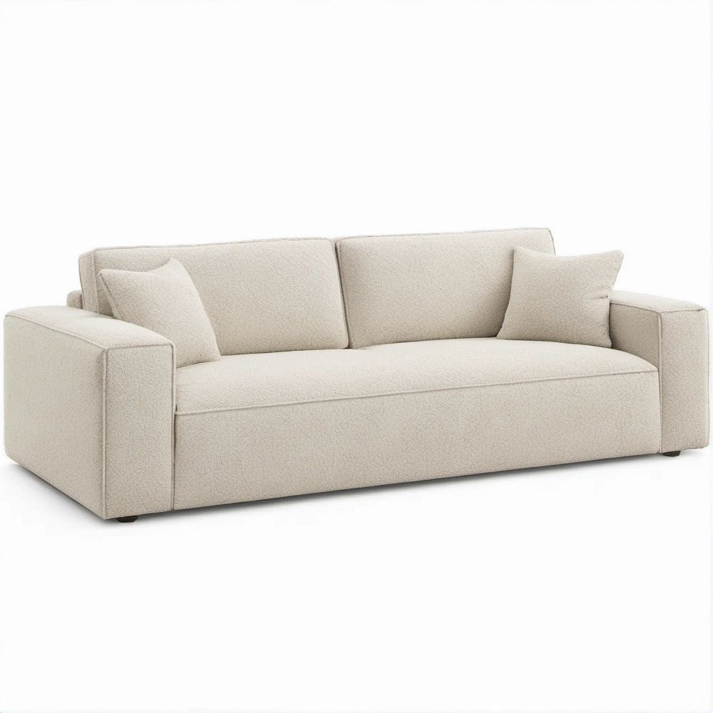 2-Sitzer Sofa in Cremeweiss, Bouclé-Polyester, 180 x 92 x 75 cm