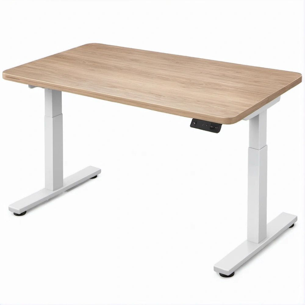 Elektrisch höhenverstellbarer Schreibtisch 120 x 60 cm, Eiche hell und Weiss