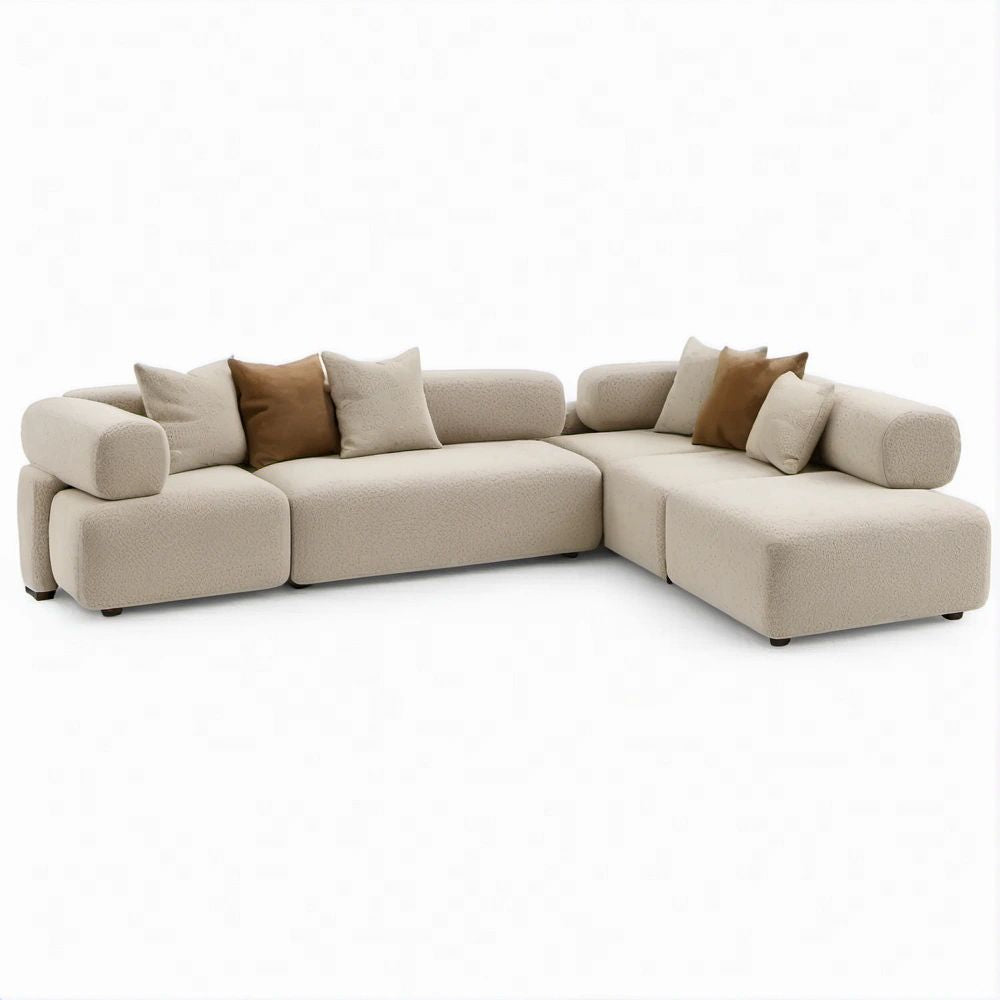 Modulares Ecksofa mit rechter Recamiere, Creme, 300 x 180 x 78 cm