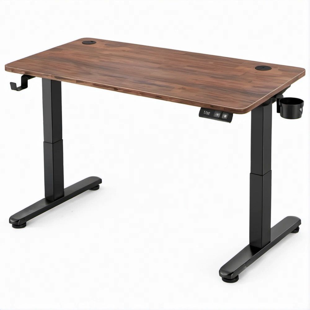 Elektrisch höhenverstellbarer Schreibtisch 120 x 60 x 72–118 cm Walnussbraun/Schwarz