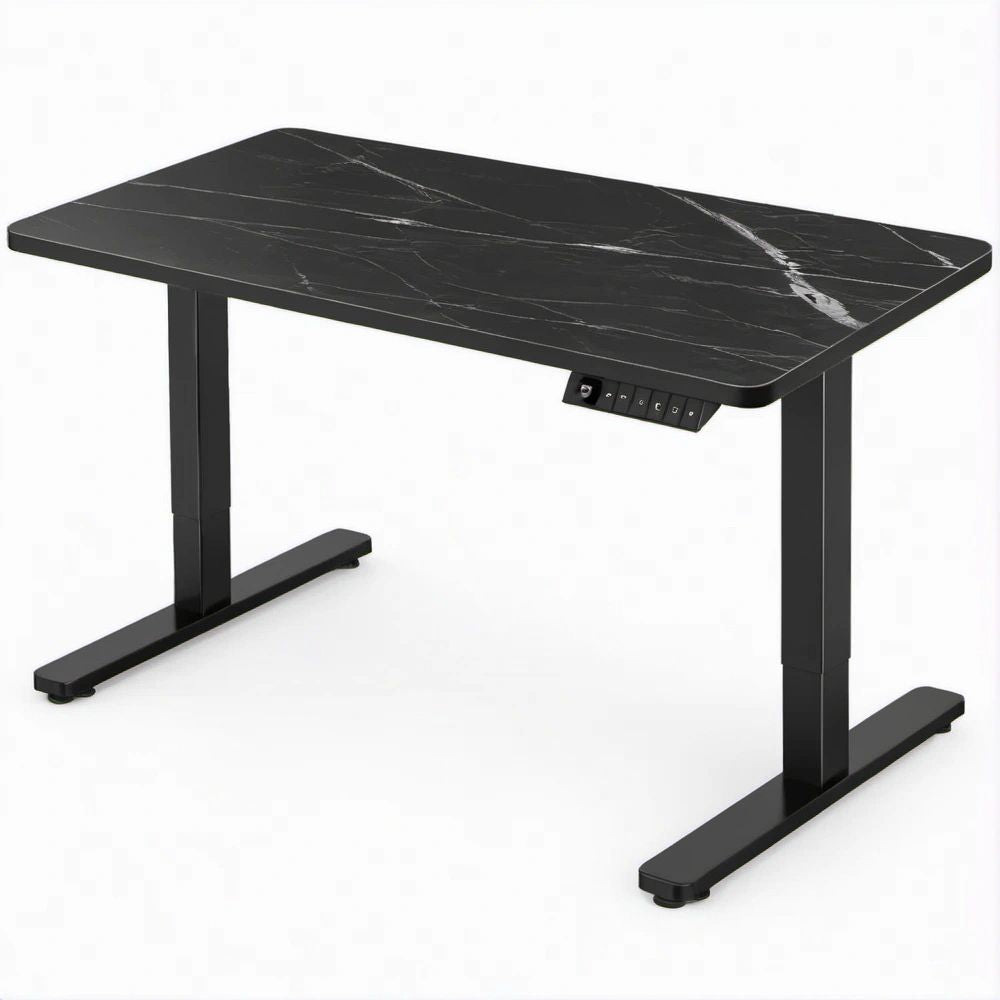 Elektrisch höhenverstellbarer Schreibtisch in Schwarz/Grau, Marmoroptik, 120 x 60 cm