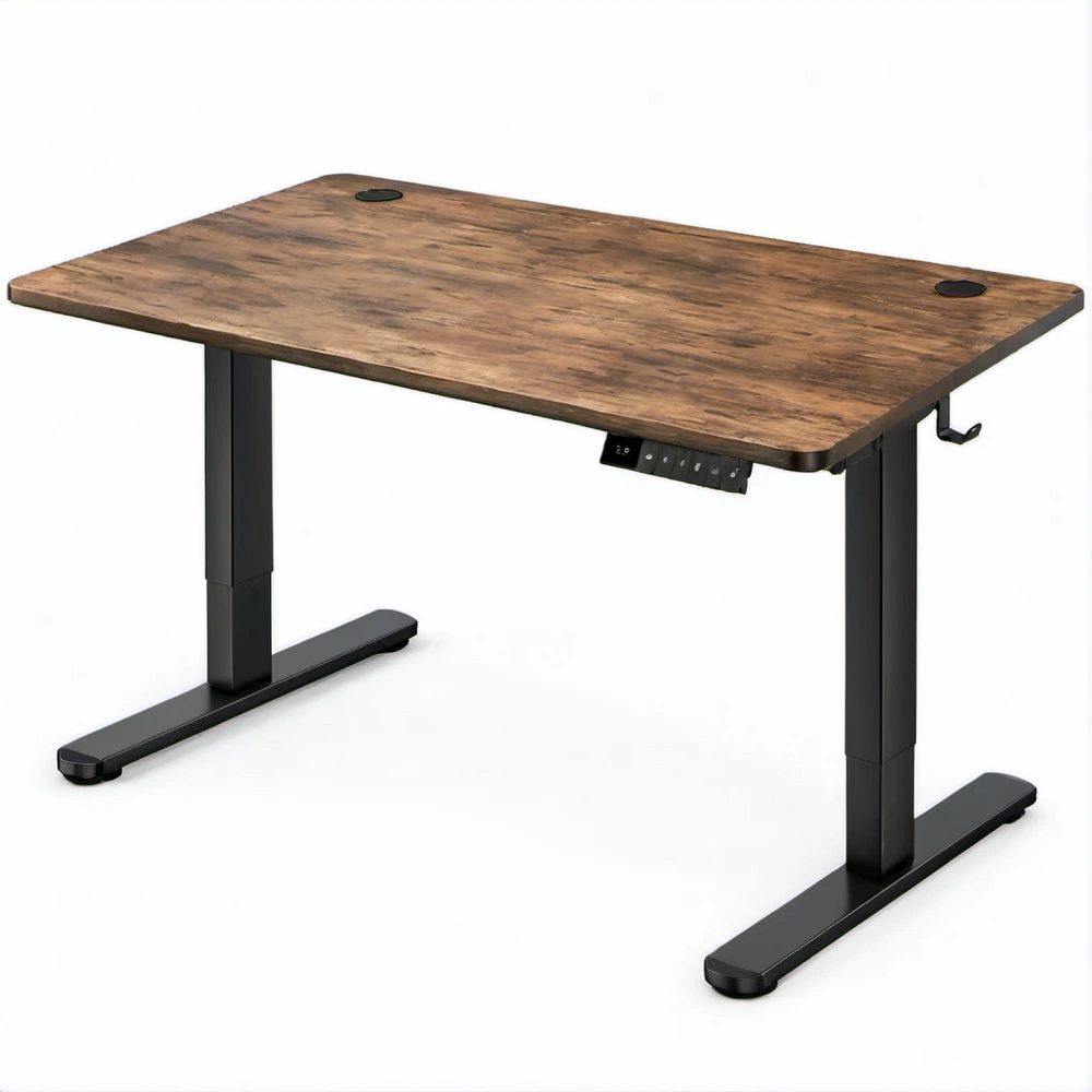 Elektrisch höhenverstellbarer Schreibtisch in Braun/Schwarz, 140 x 60 cm, Höhe 72–117 cm